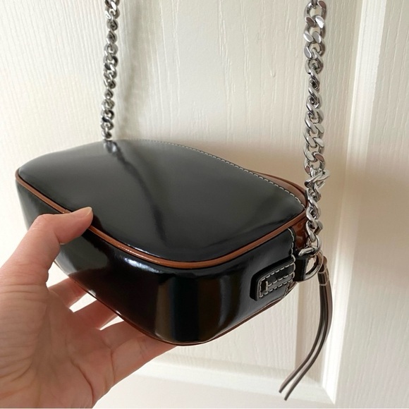 Tory Burch McGraw Color Block Patent Leather Canvas Camera Crossbody Bag - Picture 12 of 15